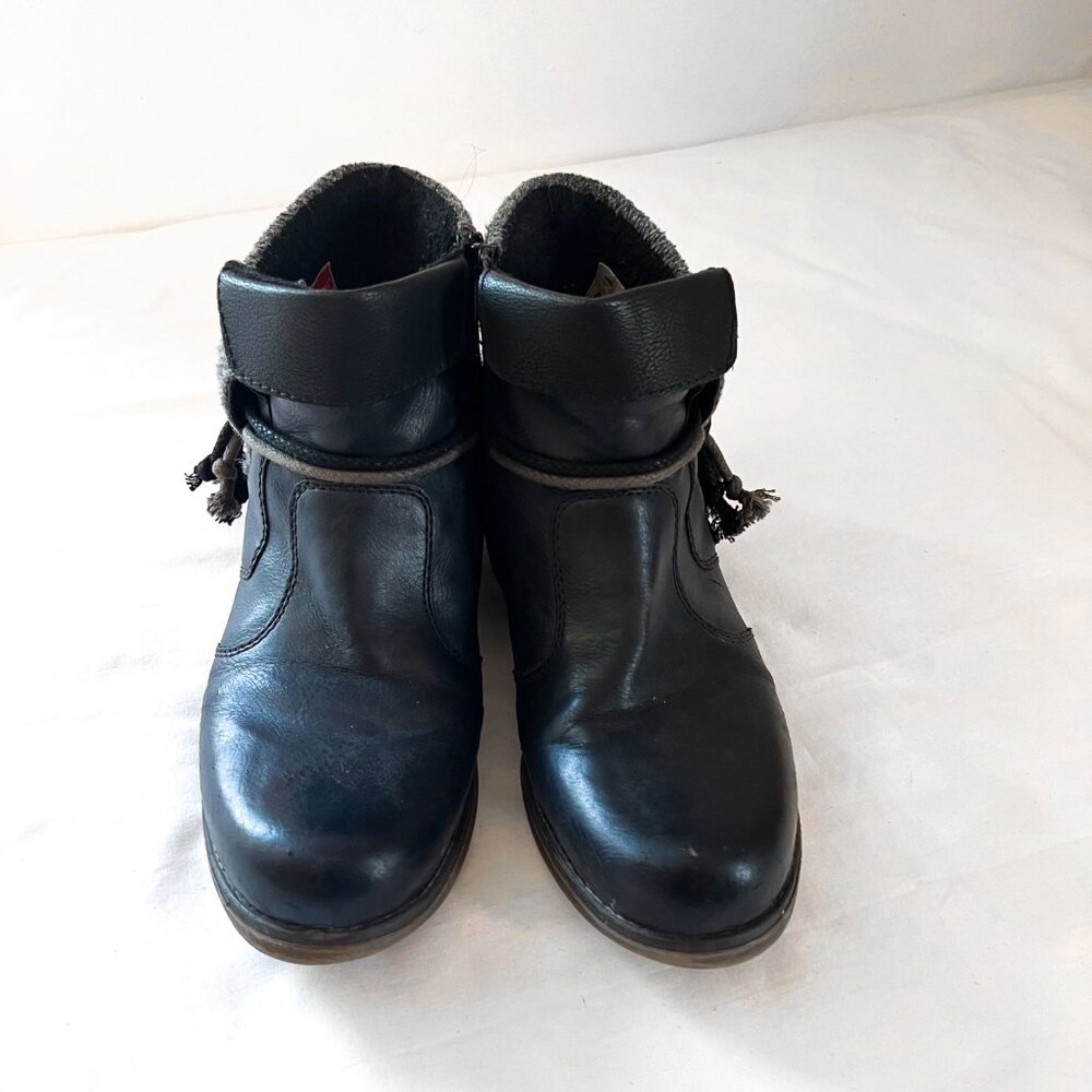 Rieker Fee 93 Ankle Boots Black Combi Fleece Lined Comfort Booties SZ 10 - Picture 7 of 11
